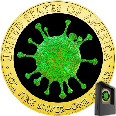 USA OUTBREAK COVID-19 series CORONAVIRUS American Silver Eagle 2021 Walking Liberty $1 Silver coin Gold plated 1 oz